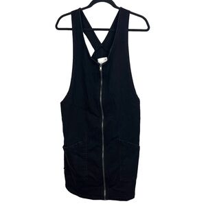 So Black Denim Full Zip Pinafore Style Dress Juniors Large